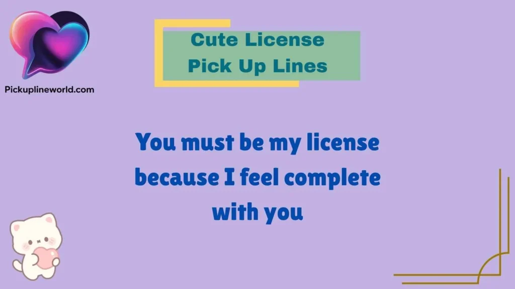 Cute License Pick Up Lines
